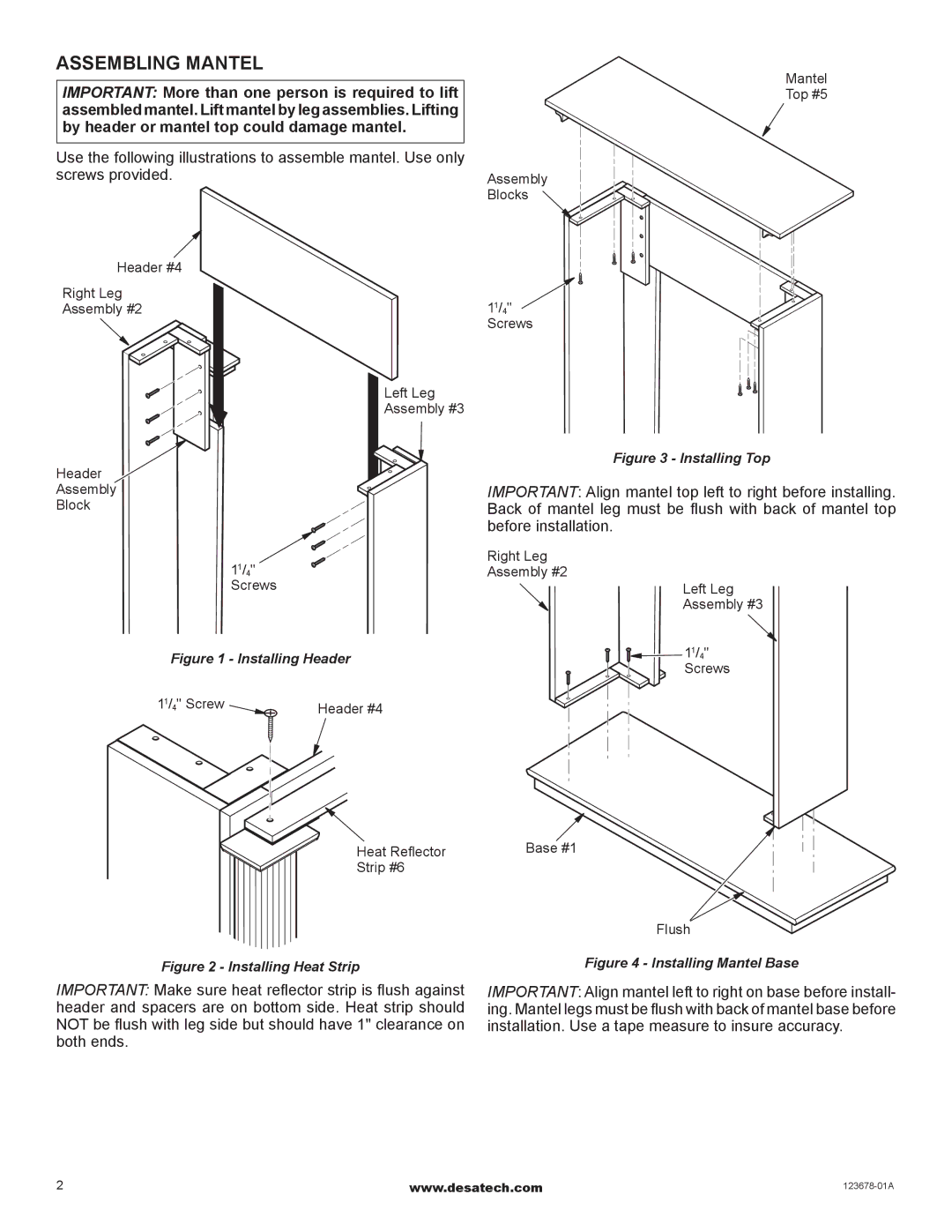 Desa W32GO installation instructions Assembling Mantel 