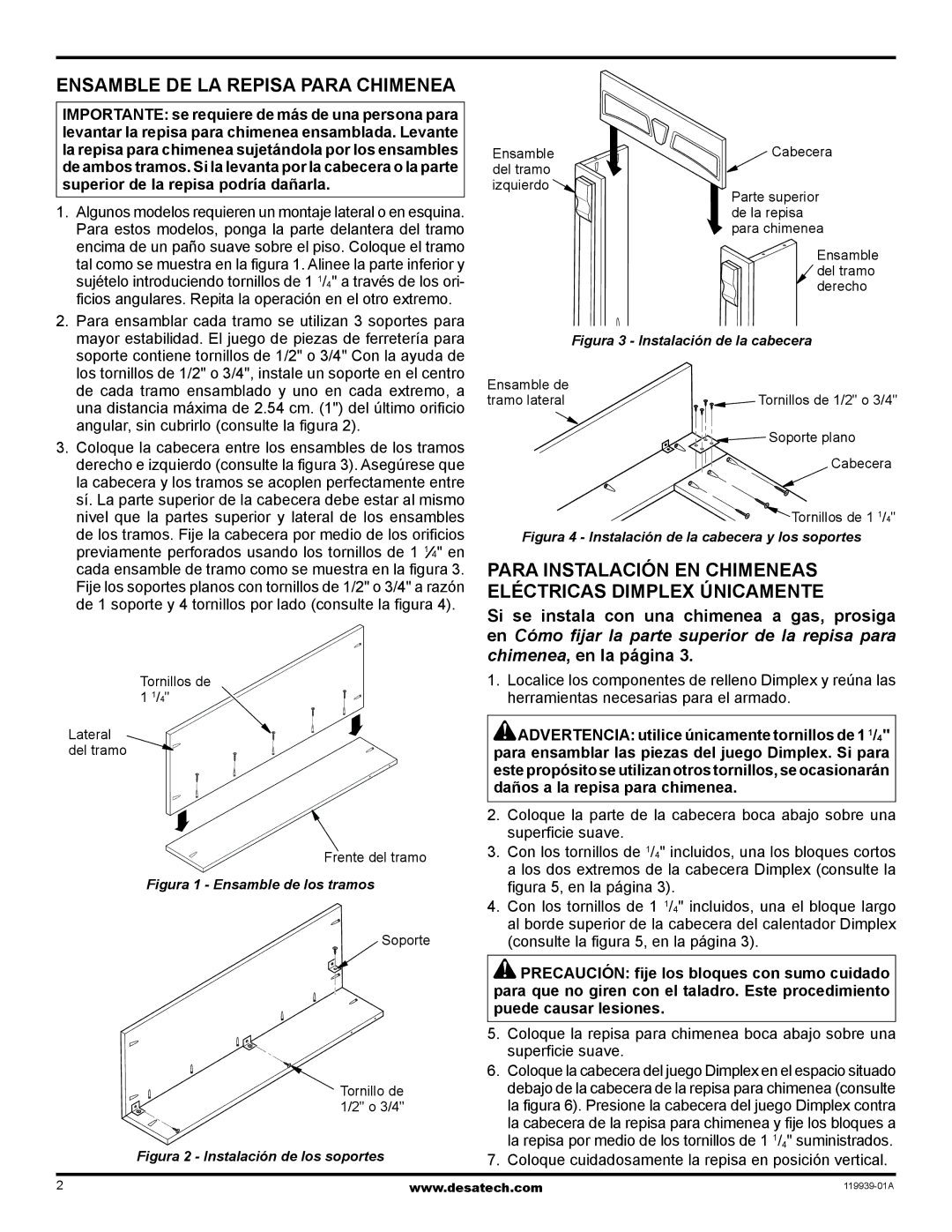 Desa W32WP Ensamble de la repisa para chimenea, Para instalación en chimeneas eléctricas Dimplex únicamente 