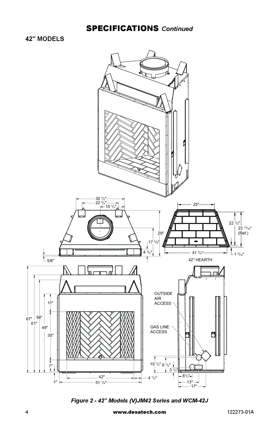 Desa (V)JM50 SERIES, WCM-36J, WCM-50J, (V)JM36 installation manual Models VJM42 Series and WCM-42J 