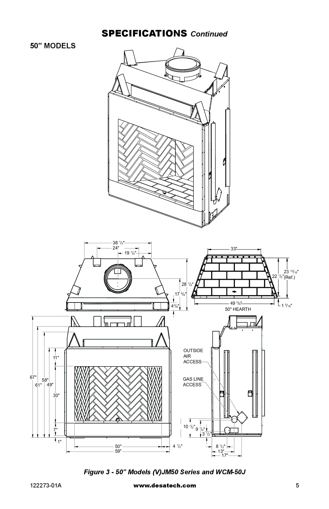 Desa WCM-36J, WCM-42J, (V)JM36, (V)JM50 SERIES installation manual Models VJM50 Series and WCM-50J 