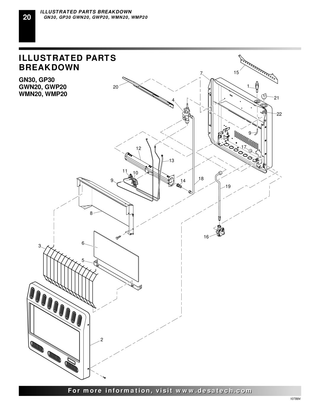 Desa GP30T GWN20, WMP20, GP30 GN30T, GWP20 GWN20T, GWP20T GWN30T, GWP30T WMN20 Illustrated Parts Breakdown 