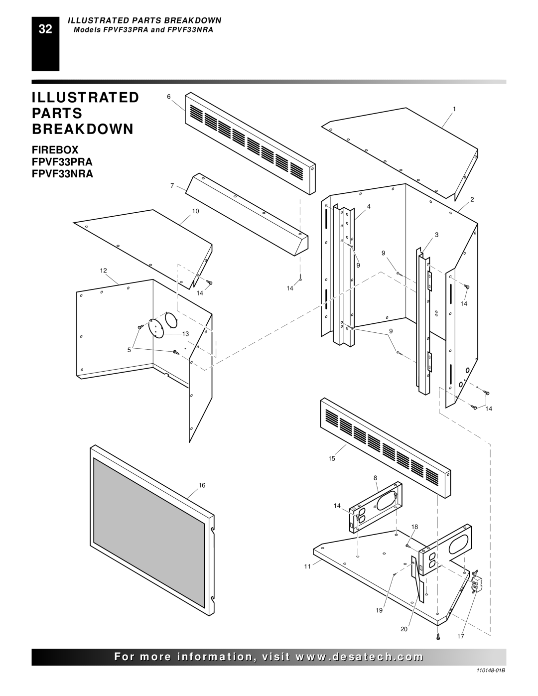 Desa YGF33PRB installation manual Firebox FPVF33PRA FPVF33NRA 