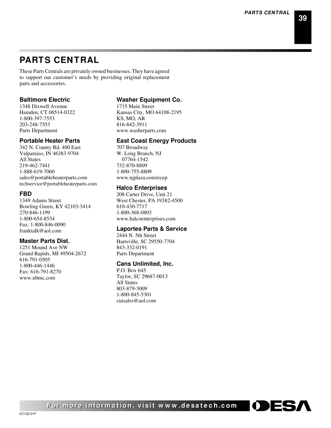 Desa installation manual Parts Central 