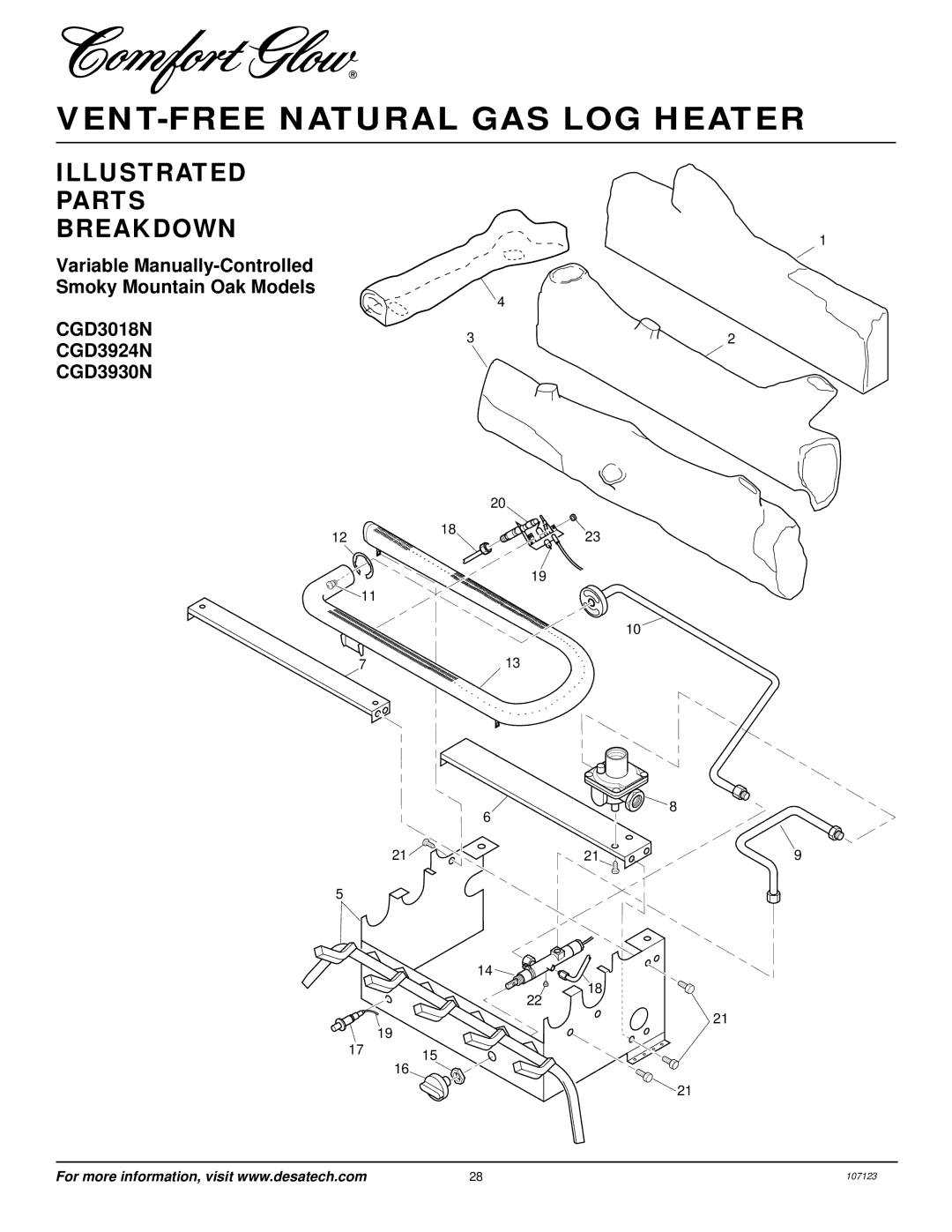 Desa CGD3924NT, CGD3930NT, CGD3018NT, CGB3924NT, CGB3930NT, CCL3018NT, CCL3924NT, CCL3930NT Illustrated Parts Breakdown 