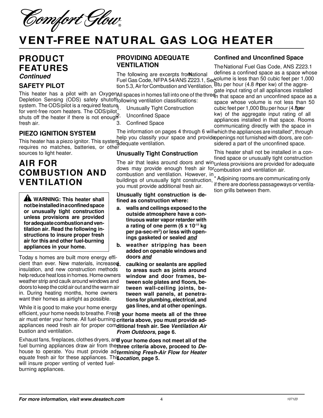 Desa CGD3924NT, CGD3930NT, CGD3018NT, CGB3924NT, CGB3930NT, CCL3018NT, CCL3924NT, CCL3930NT Safety Pilot 