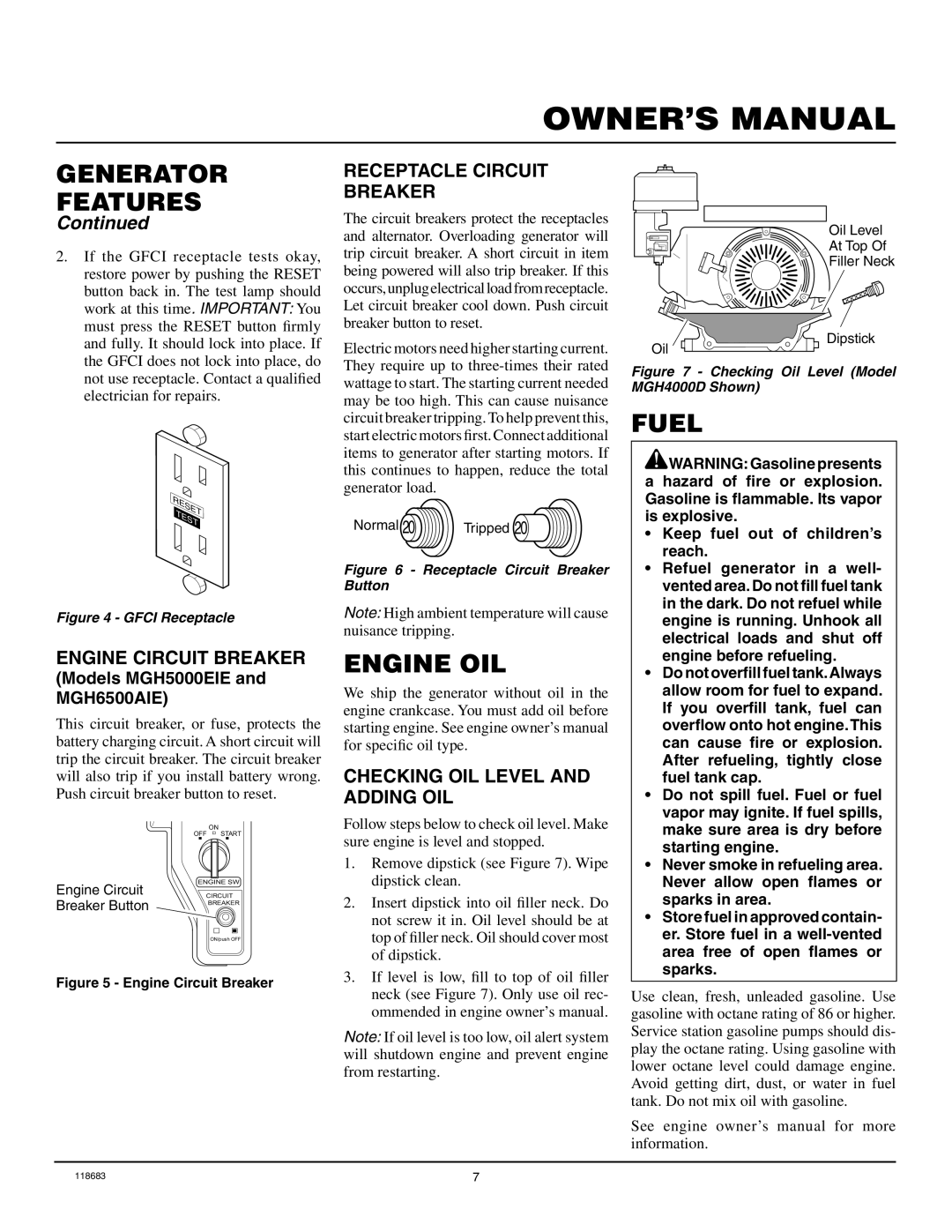 Desa Hwi3000a, Mgh3000ga, Mgh3000a, Mgh4000d, Mgh4000di, Mgh5000e, Mgh5000ei, Mgh5000eie, Mgh6500aie Engine OIL, Fuel 