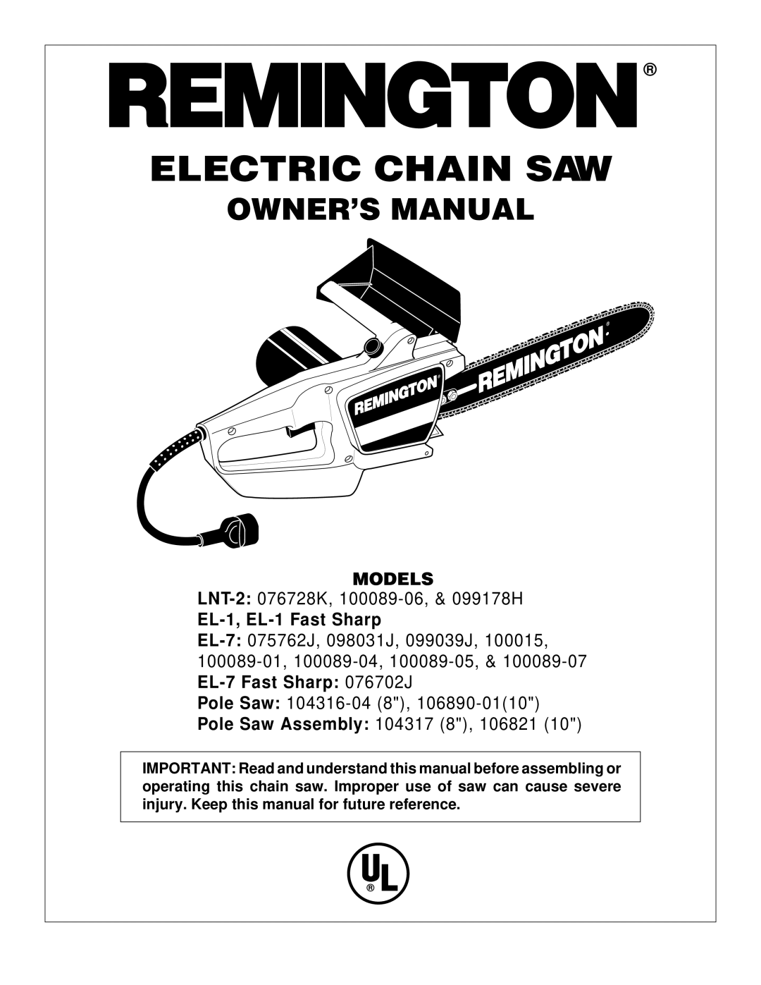 Desa owner manual Electric Chain SAW 