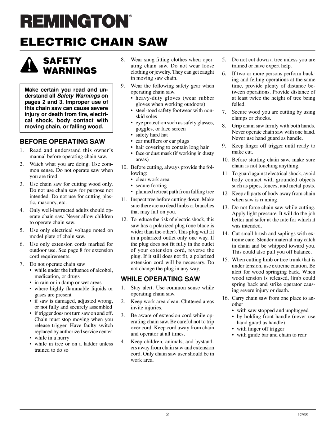 Desa owner manual Safety, Before Operating SAW, While Operating SAW 