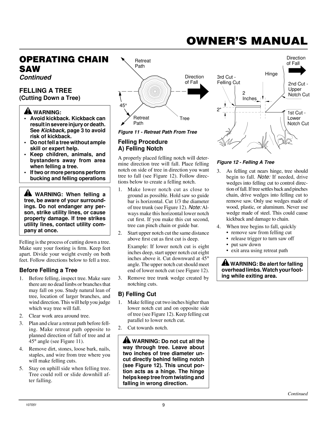 Desa owner manual Cutting Down a Tree, Felling Procedure Felling Notch, Before Felling a Tree, Felling Cut 