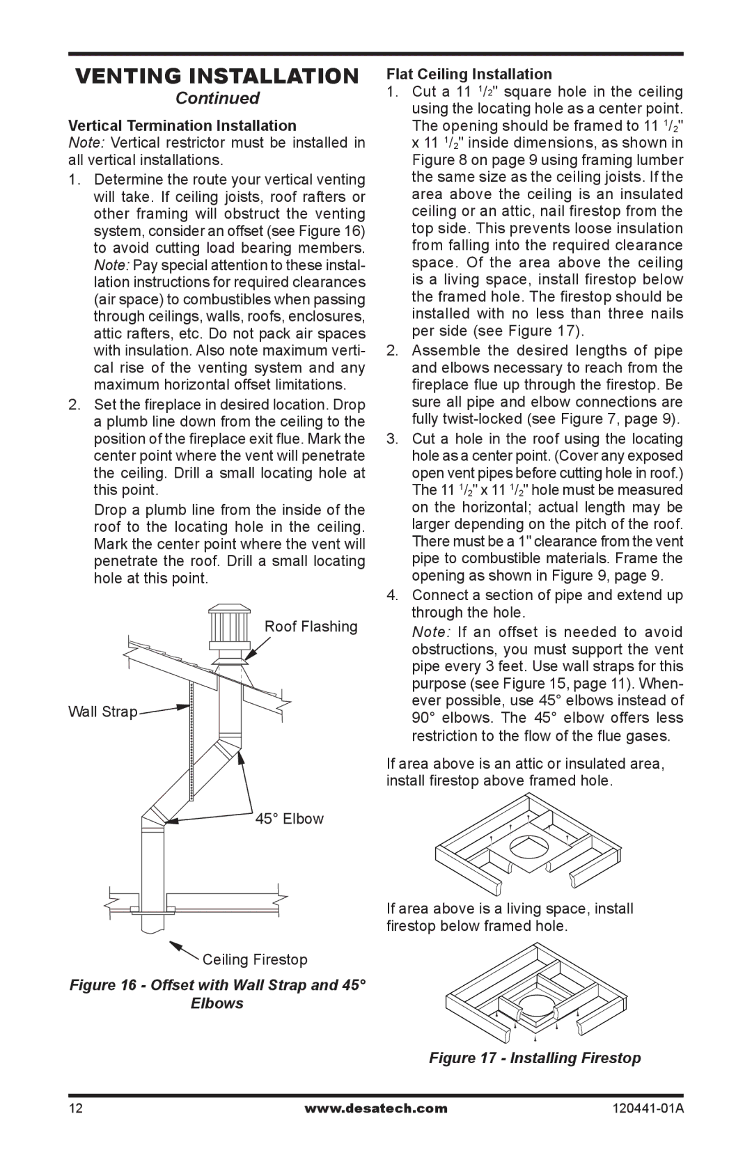 Design Dynamics DVF-36S-N installation manual Vertical Termination Installation, Flat Ceiling Installation 