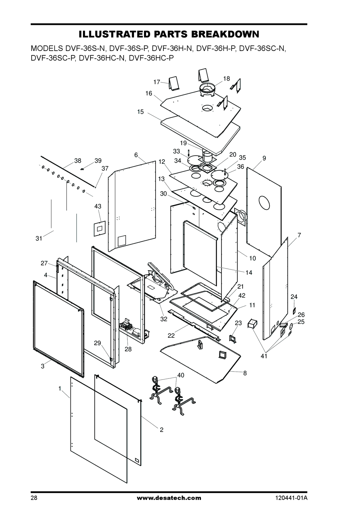 Design Dynamics DVF-36S-N installation manual Illustrated Parts Breakdown 