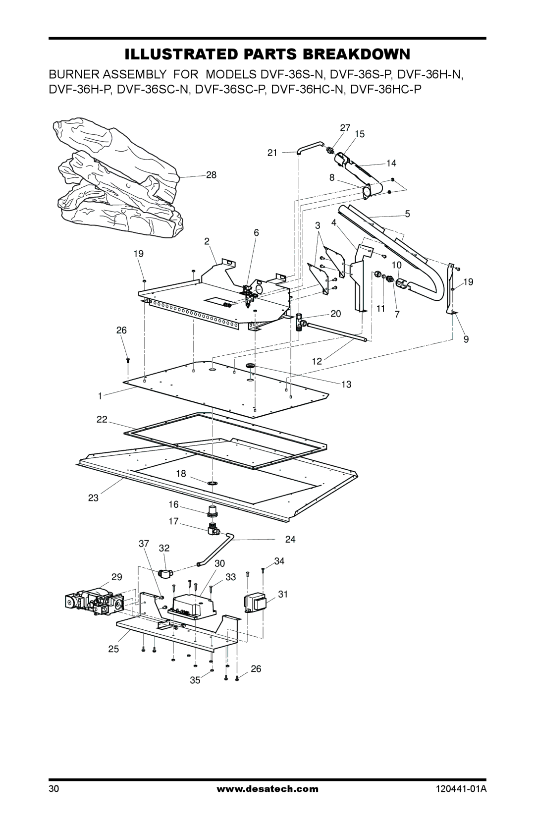 Design Dynamics DVF-36S-N installation manual Illustrated parts breakdown 