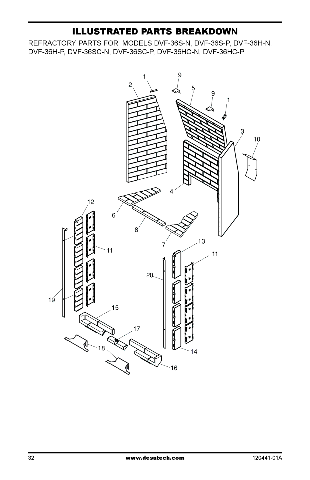 Design Dynamics DVF-36S-N installation manual Illustrated parts breakdown 