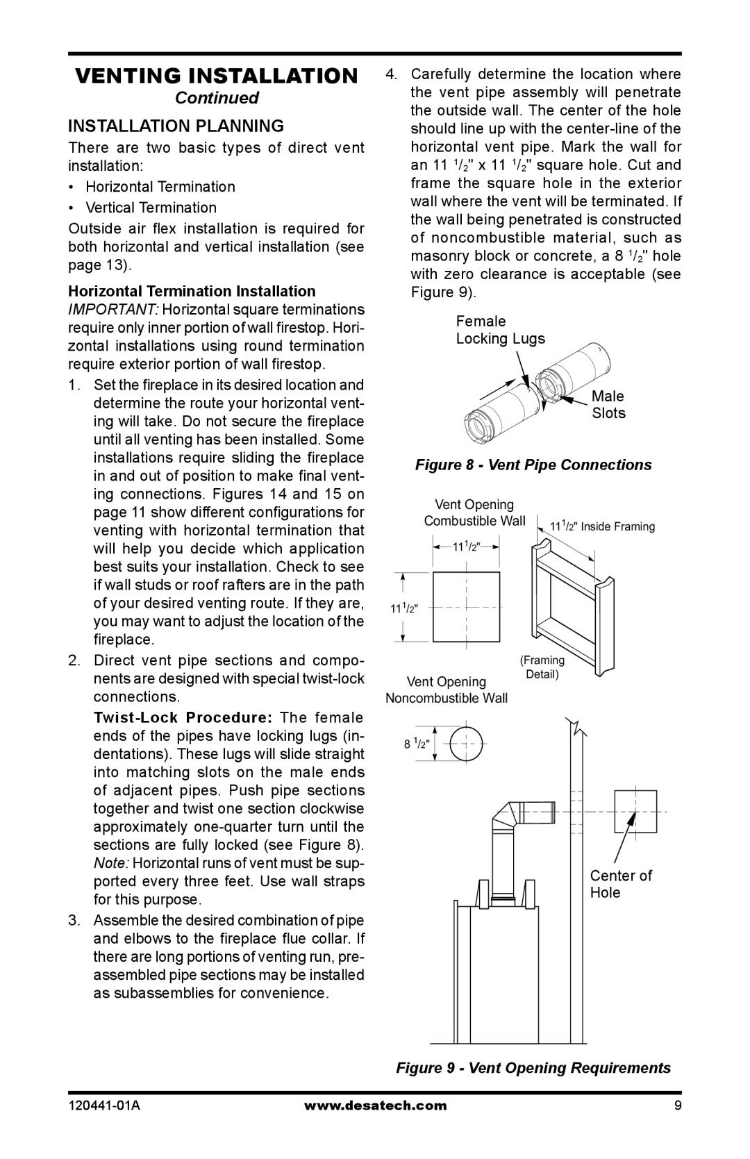 Design Dynamics DVF-36S-N installation manual Installation Planning, Twist-Lock Procedure The female 