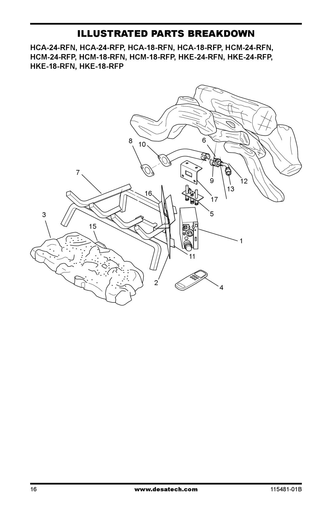 Design Dynamics HCM-24-RFP, HKE-24-RFP, HKE-24-RFN, HCM-18-RFN, HKE-18-RFN, HCA-24-RFP, HKE-18-RFP Illustrated Parts Breakdown 