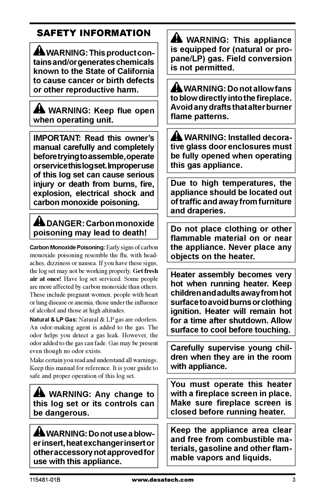 Design Dynamics HKE-18-RFN, HKE-24-RFP, HKE-24-RFN, HCM-18-RFN, HCM-24-RFP, HCA-24-RFP, HKE-18-RFP Safety Information 