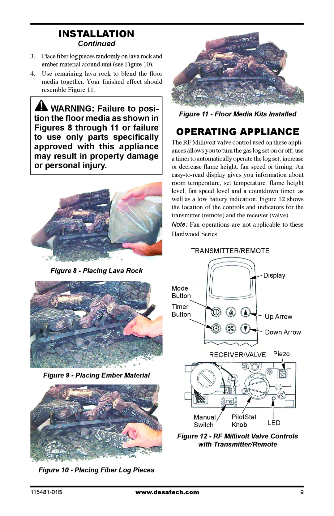 Design Dynamics HCA-24-RFN, HKE-24-RFP, HKE-24-RFN, HCM-18-RFN, HKE-18-RFN Operating Appliance, Floor Media Kits Installed 