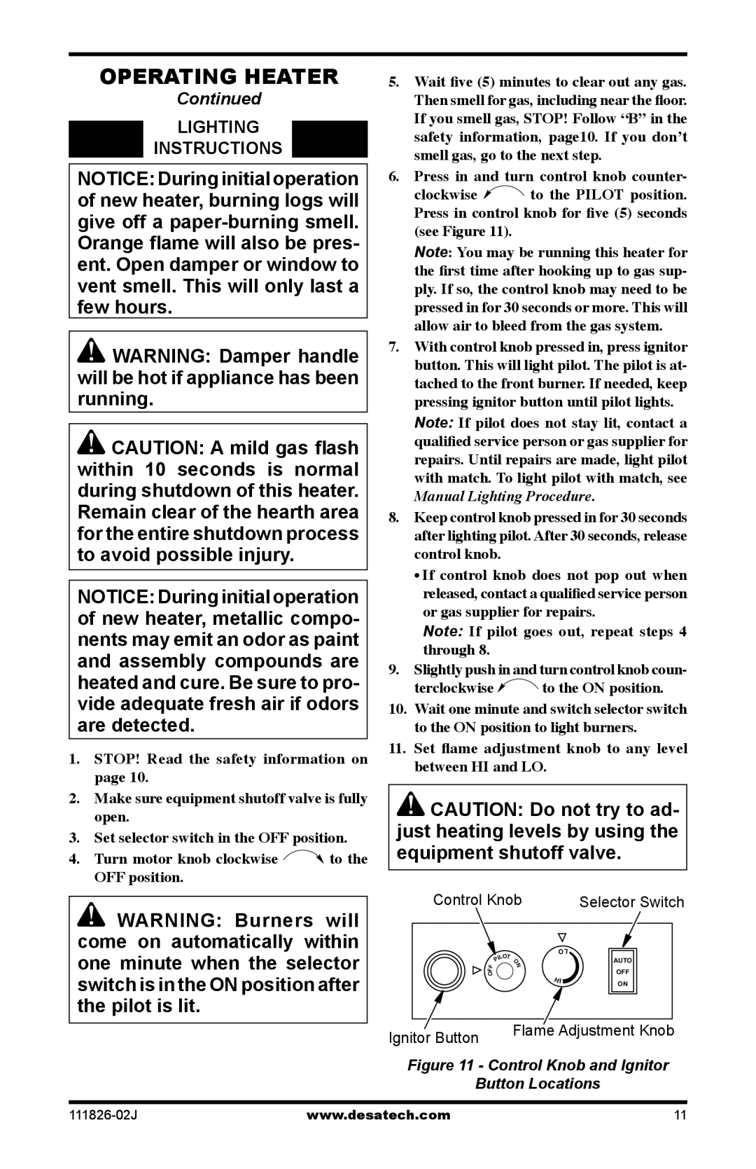 Design Dynamics VTD-18N-PDG installation manual Lighting Instructions, Control Knob 