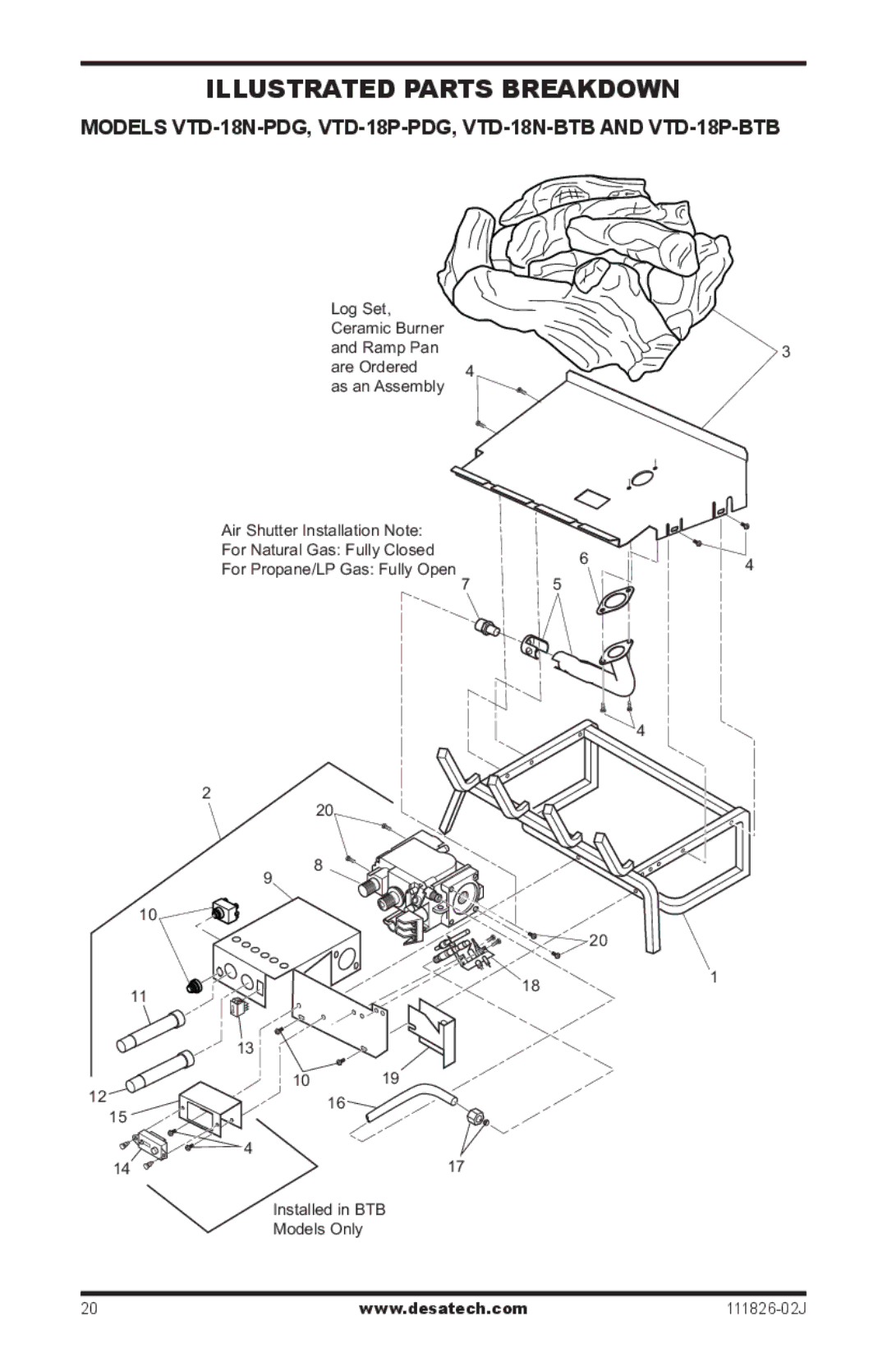 Design Dynamics VTD-18N-PDG Illustrated Parts Breakdown, Models vTD-18n-Pdg, vtd-18p-Pdg, vtd-18N-BTB and vtd-18P-BTB 