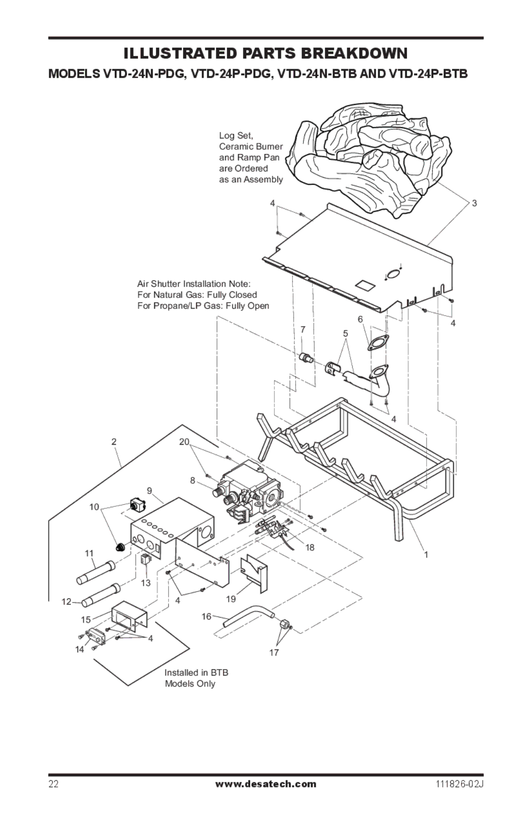 Design Dynamics VTD-18N-PDG Illustrated Parts Breakdown, Models vtd-24n-Pdg, vtd-24p-Pdg, vtd-24N-BTB and vtd-24P-BTB 