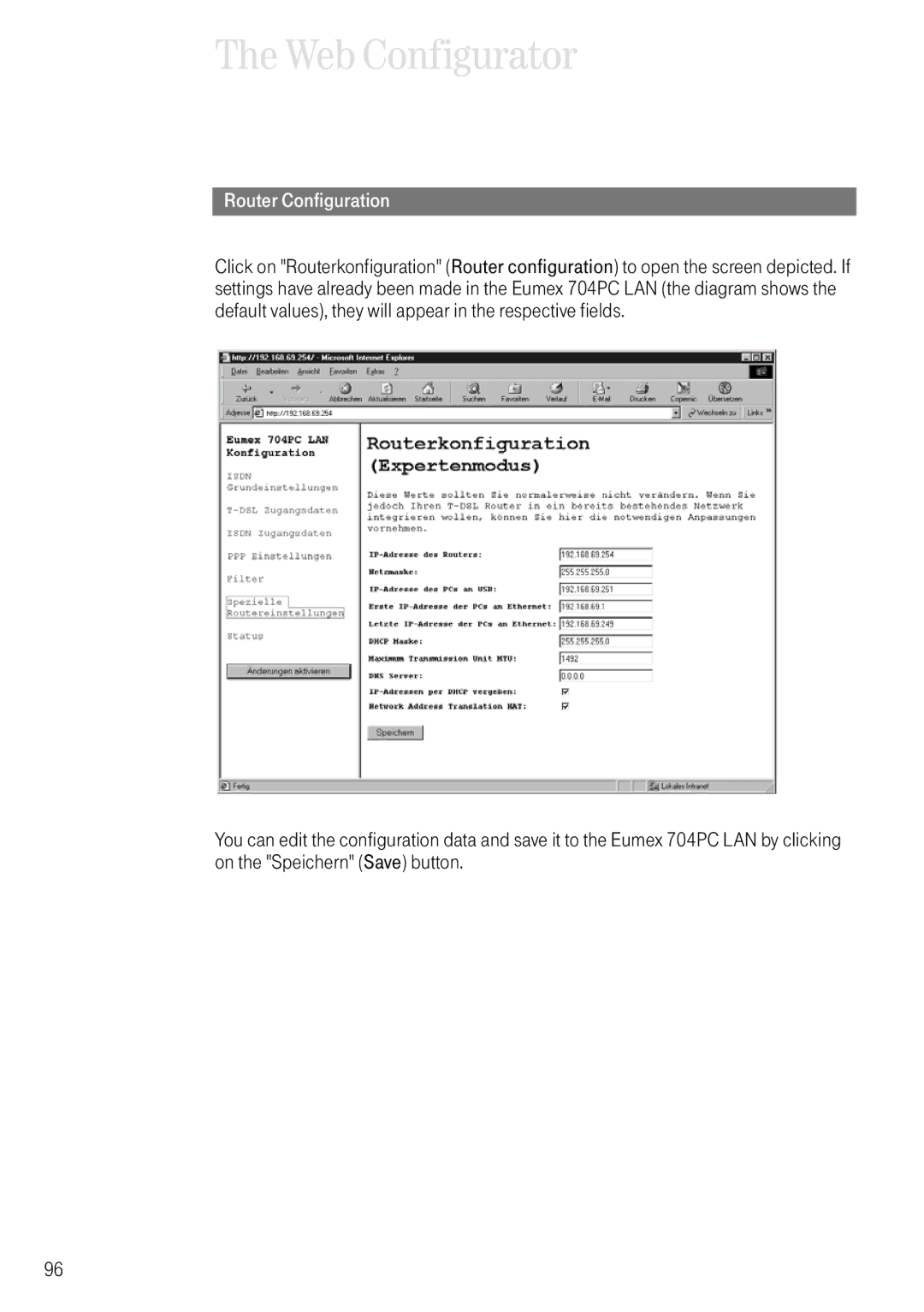 Deutsche Telekom 704PC manual Router Configuration 