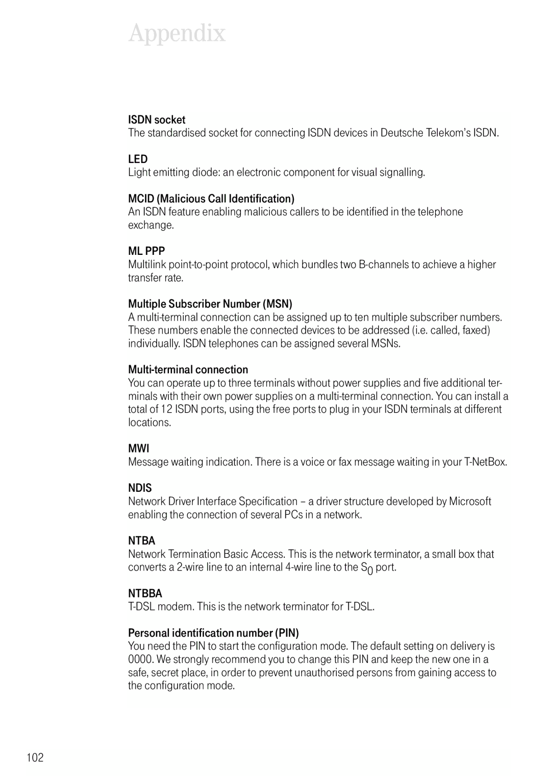 Deutsche Telekom 704PC manual Isdn socket, Multi-terminal connection, 102 