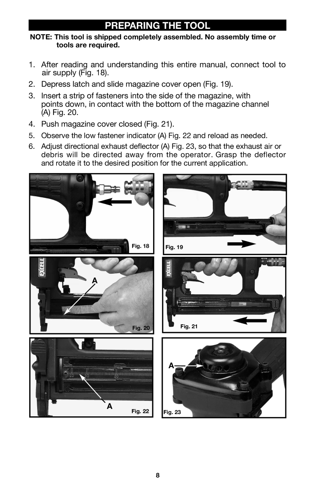 DeVillbiss Air Power Company EBN125, A05982, EBN200 owner manual Preparing the Tool 