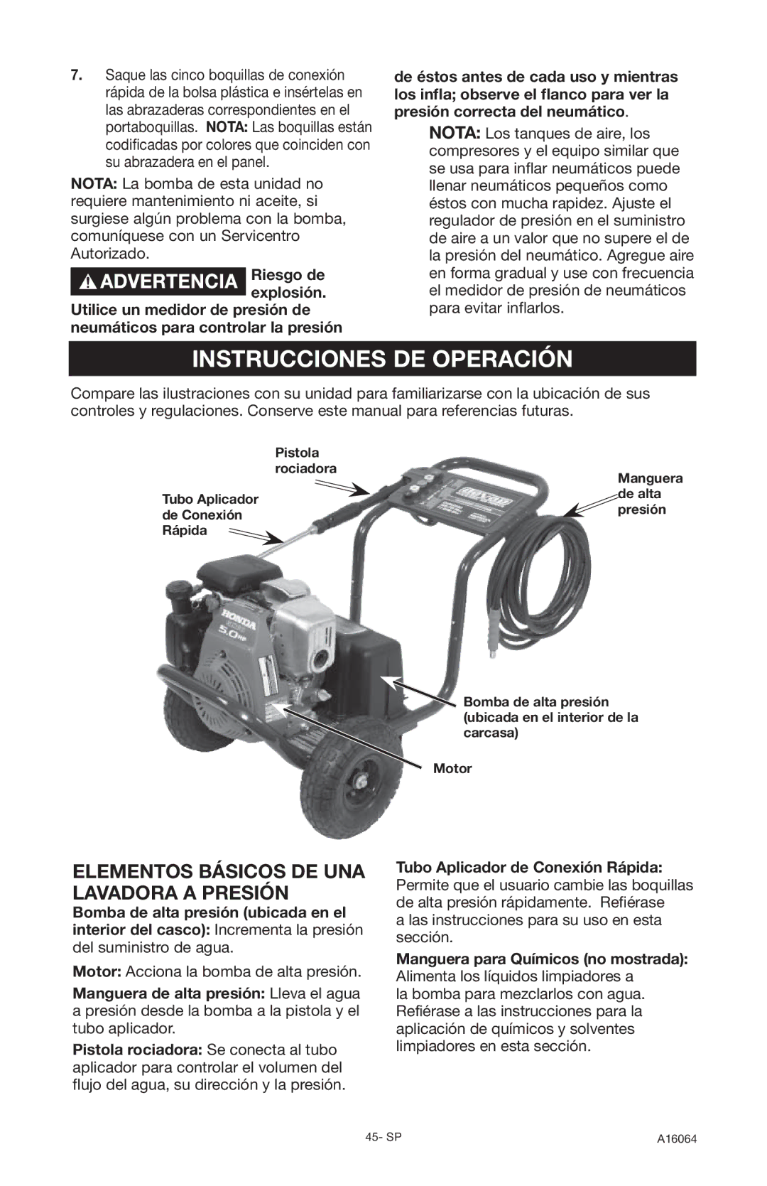 DeVillbiss Air Power Company DVH2600, A16064 Instrucciones DE Operación, Elementos Básicos DE UNA Lavadora a Presión 