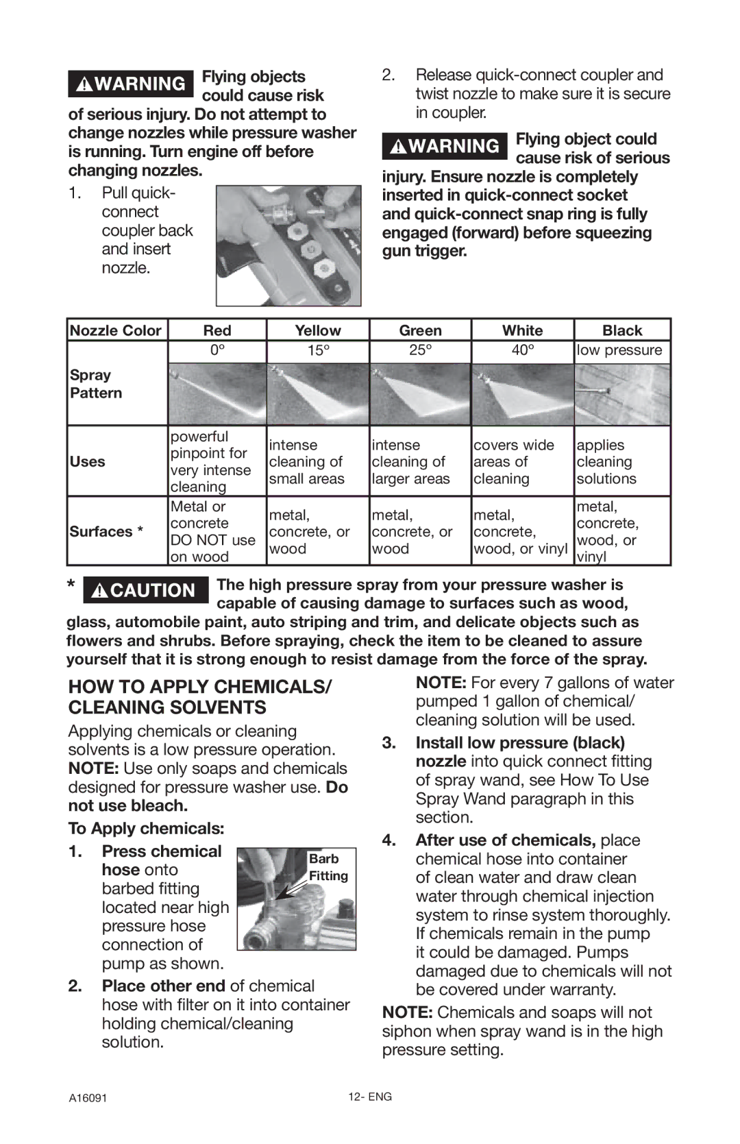 DeVillbiss Air Power Company A16091, DVH3000 operation manual HOW to Apply CHEMICALS/ Cleaning Solvents 