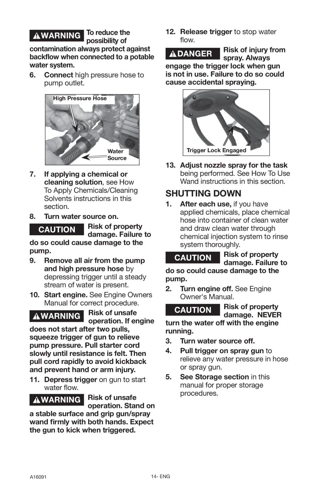 DeVillbiss Air Power Company A16091, DVH3000 operation manual Shutting Down, To reduce the possibility 