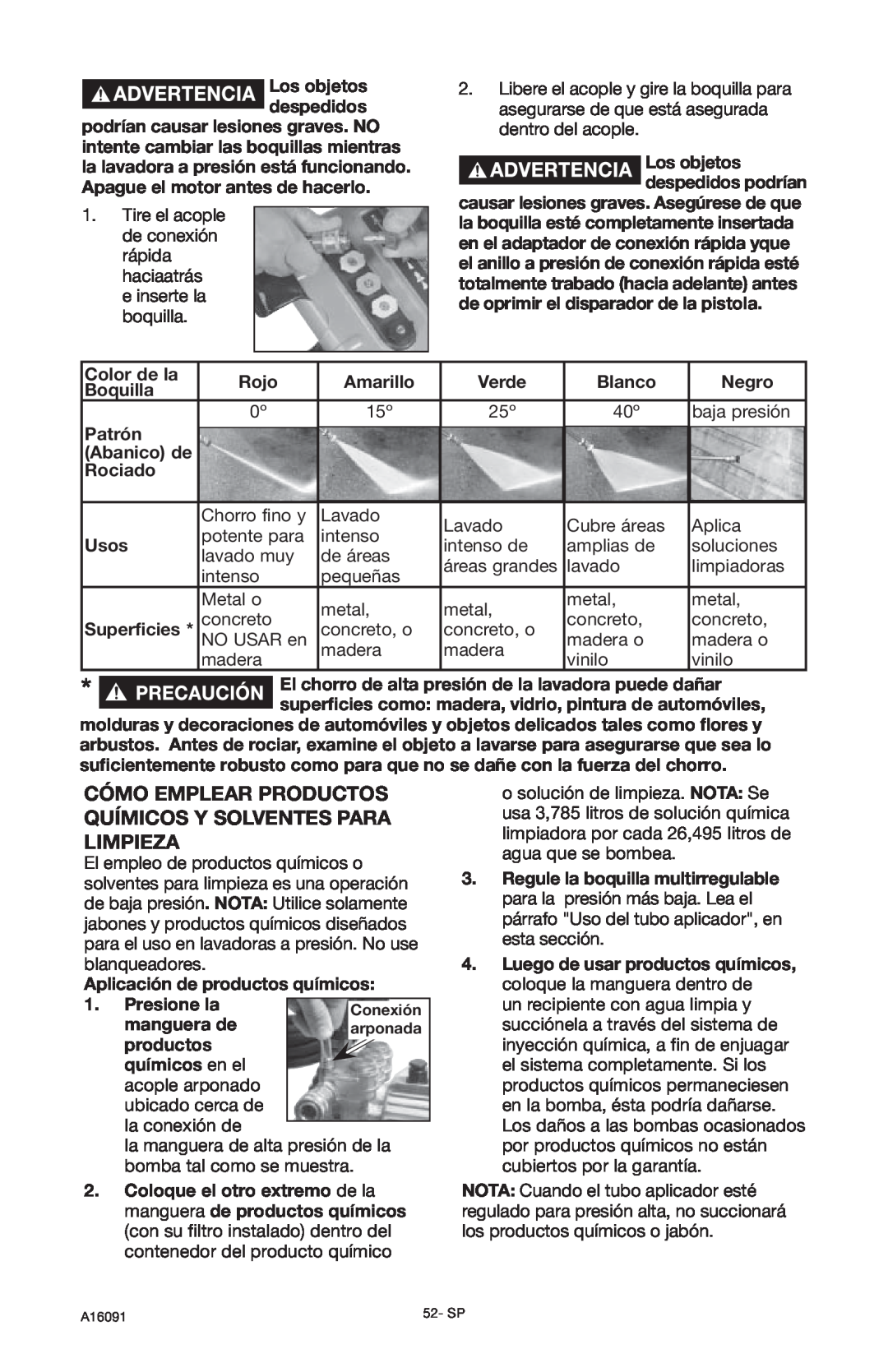 DeVillbiss Air Power Company A16091, DVH3000 operation manual Cómo Emplear Productos Químicos Y Solventes Para Limpieza 