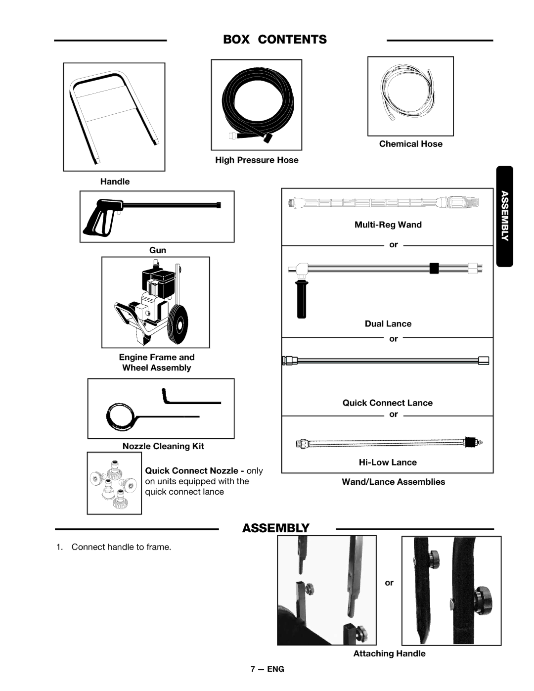 DeVillbiss Air Power Company D21684 warranty BOX Contents, Assembly 