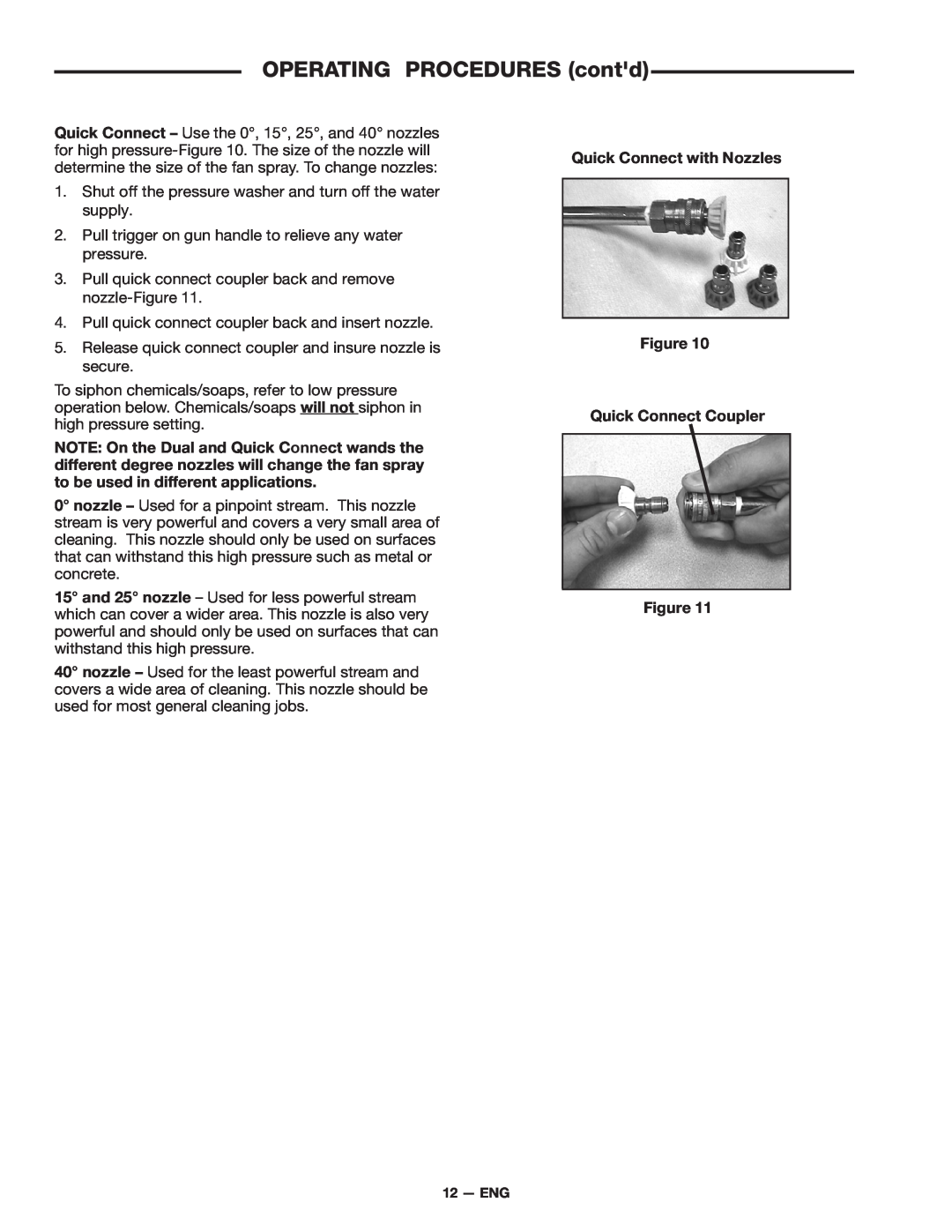 DeVillbiss Air Power Company D21684 OPERATING PROCEDURES contd, Quick Connect with Nozzles, Quick Connect Coupler, Eng 