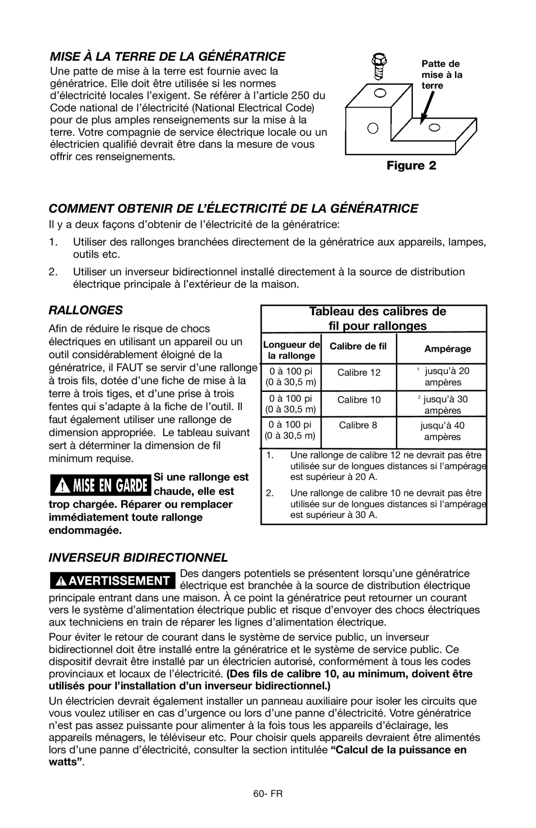 DeVillbiss Air Power Company D26968 Mise À LA Terre DE LA Génératrice, Comment Obtenir DE L’ÉLECTRICITÉ DE LA Génératrice 