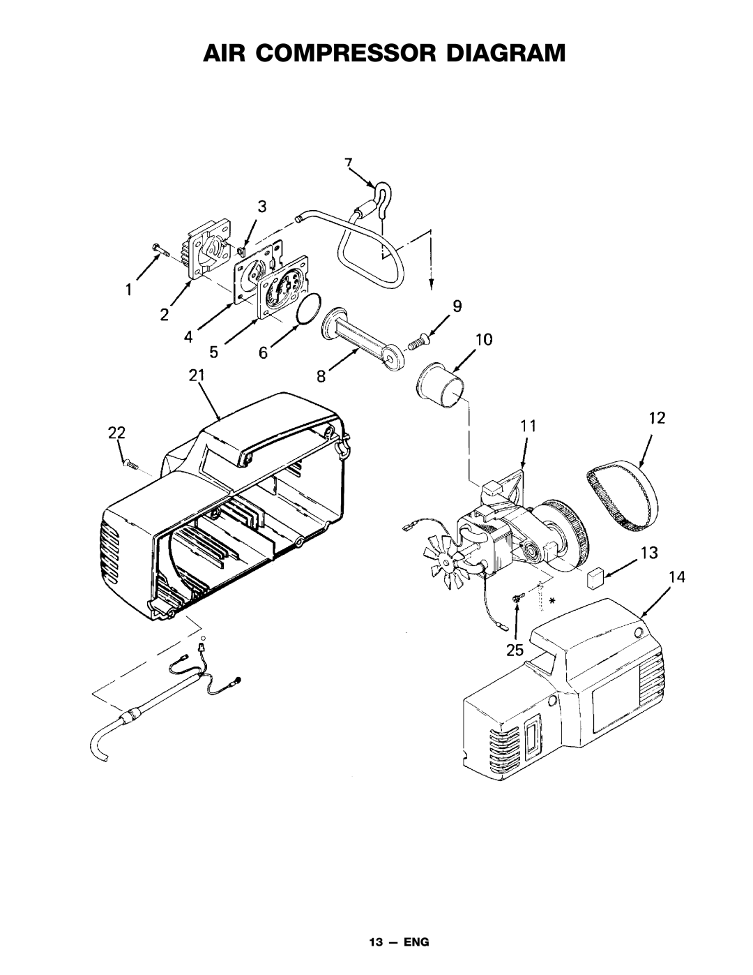 DeVillbiss Air Power Company MGP-FAC1025-2 owner manual AIR Compressor Diagram 