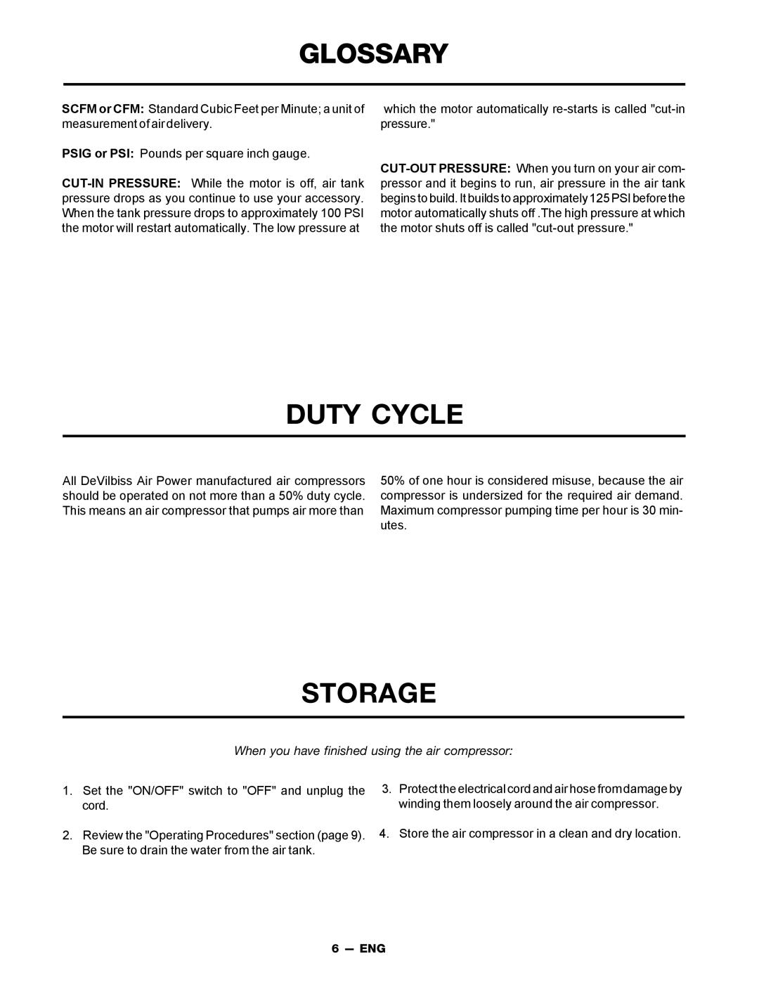 DeVillbiss Air Power Company MGP-FAC1025-2 owner manual Glossary 