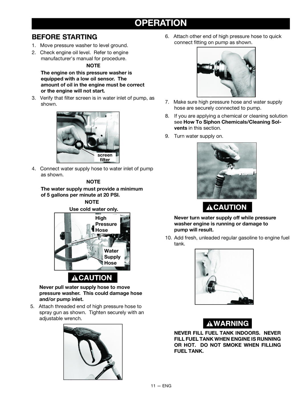 DeVillbiss Air Power Company MGP-2225CWH owner manual Before Starting 