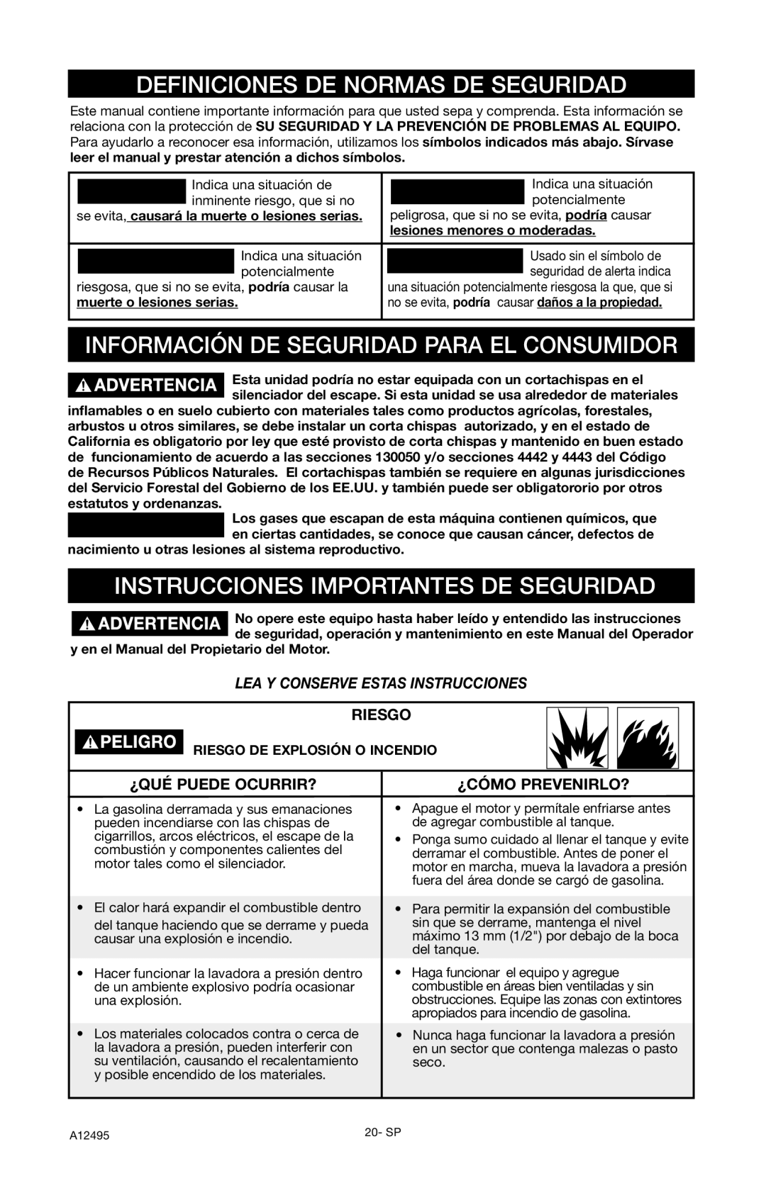 DeVillbiss Air Power Company PWH3635 Definiciones DE Normas DE Seguridad, Información DE Seguridad Para EL Consumidor 