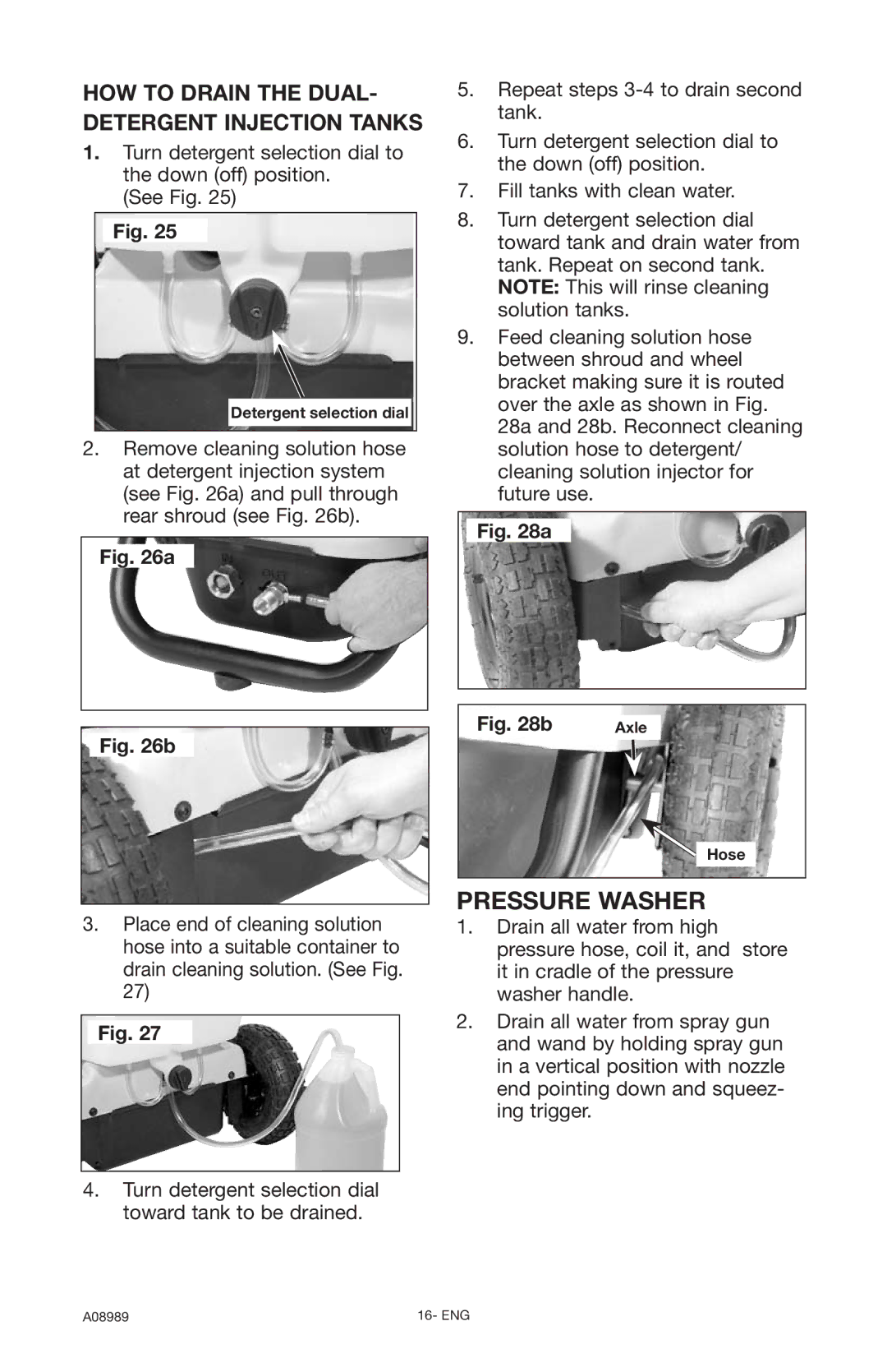 DeVillbiss Air Power Company S2600, A08989 Pressure Washer, HOW to Drain the DUAL- Detergent Injection Tanks 