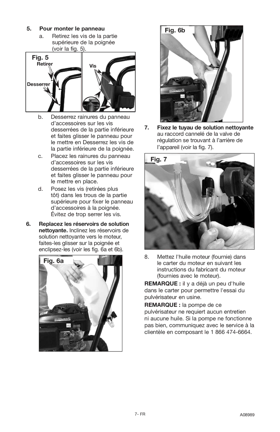 DeVillbiss Air Power Company A08989, S2600 important safety instructions Pour monter le panneau 