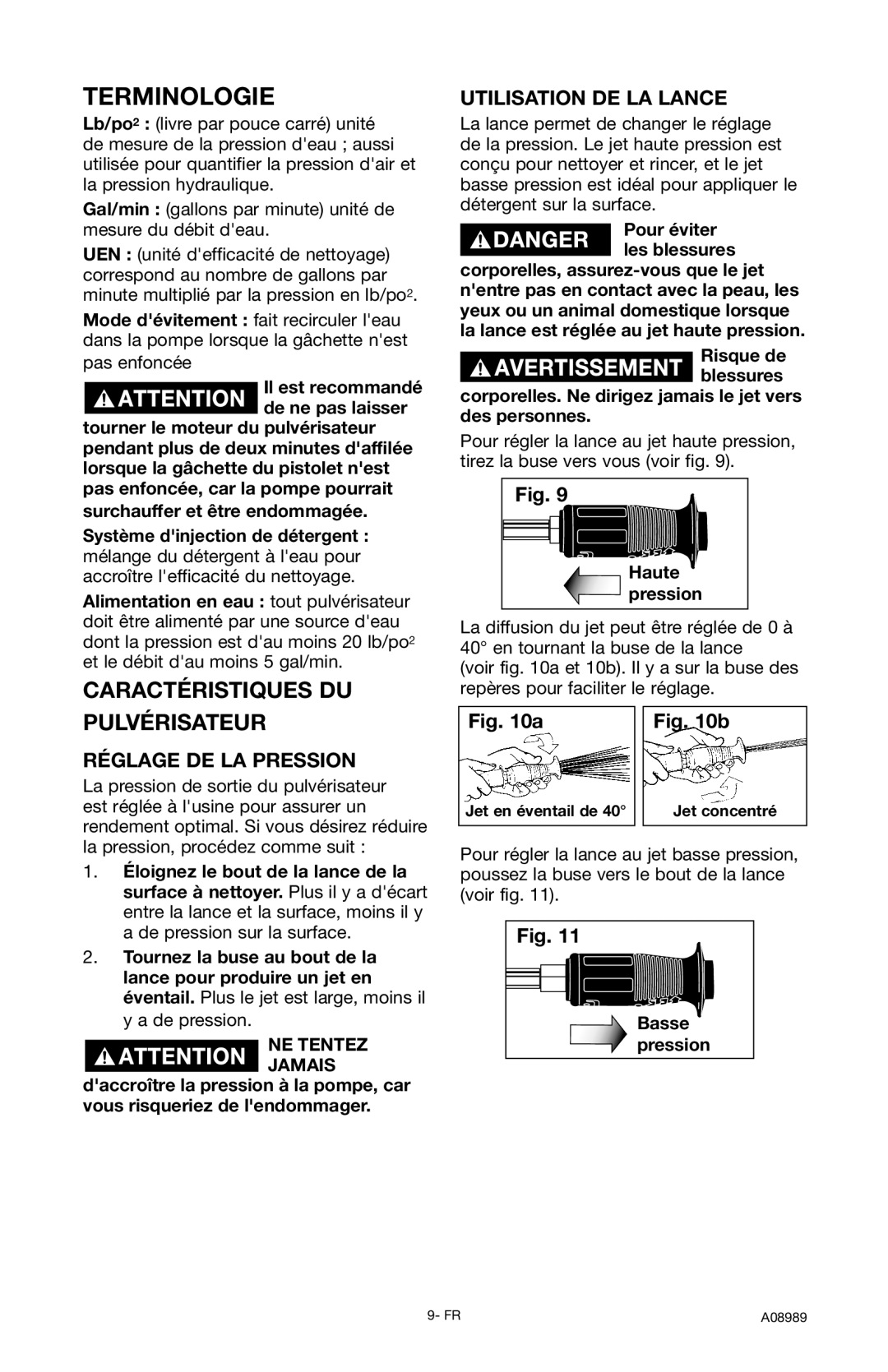 DeVillbiss Air Power Company A08989, S2600 Terminologie, Caractéristiques DU Pulvérisateur, NE Tentez Jamais 