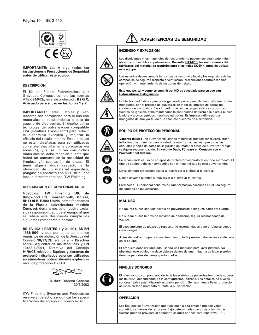 DeVillbiss Air Power Company operation manual Página 10 SB-2-540 