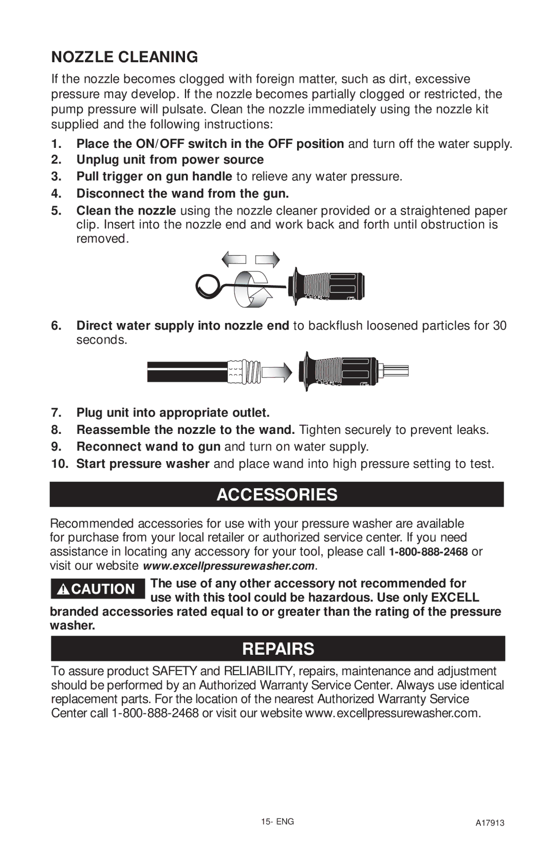 DeVillbiss Air Power Company A17913, VR1600E Accessories, Repairs, Disconnect the wand from the gun 