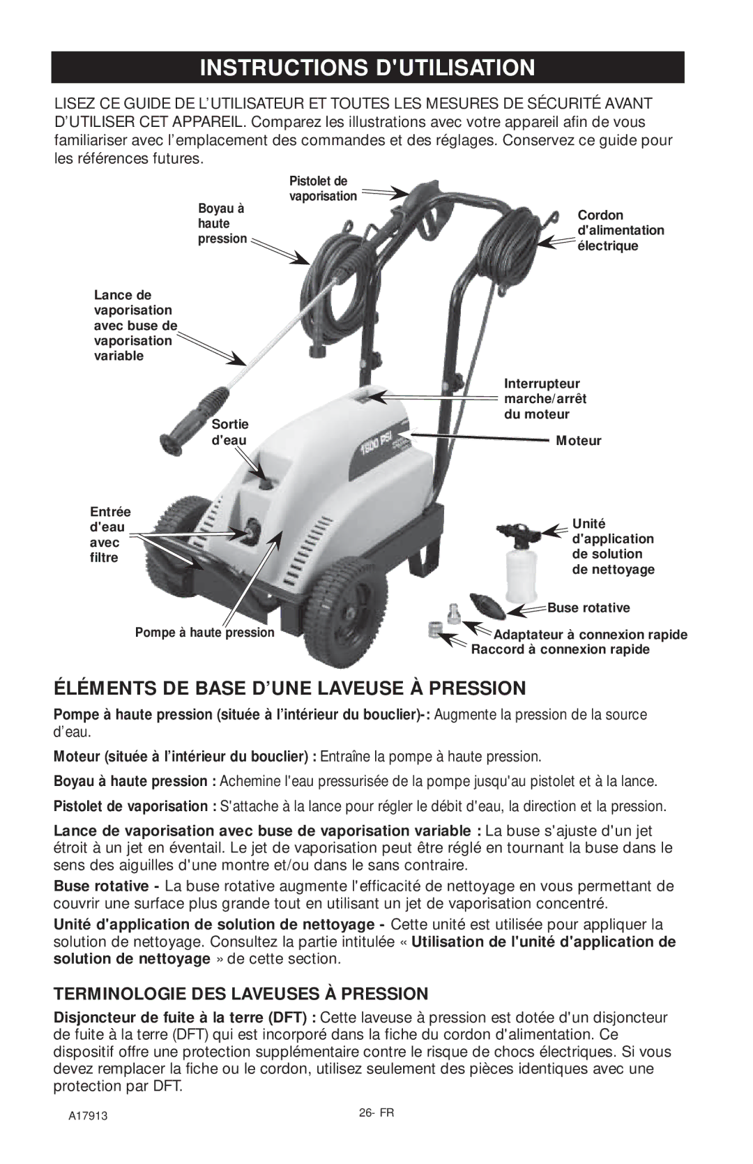 DeVillbiss Air Power Company VR1600E Éléments DE Base D’UNE Laveuse À Pression, Terminologie DES Laveuses À Pression 