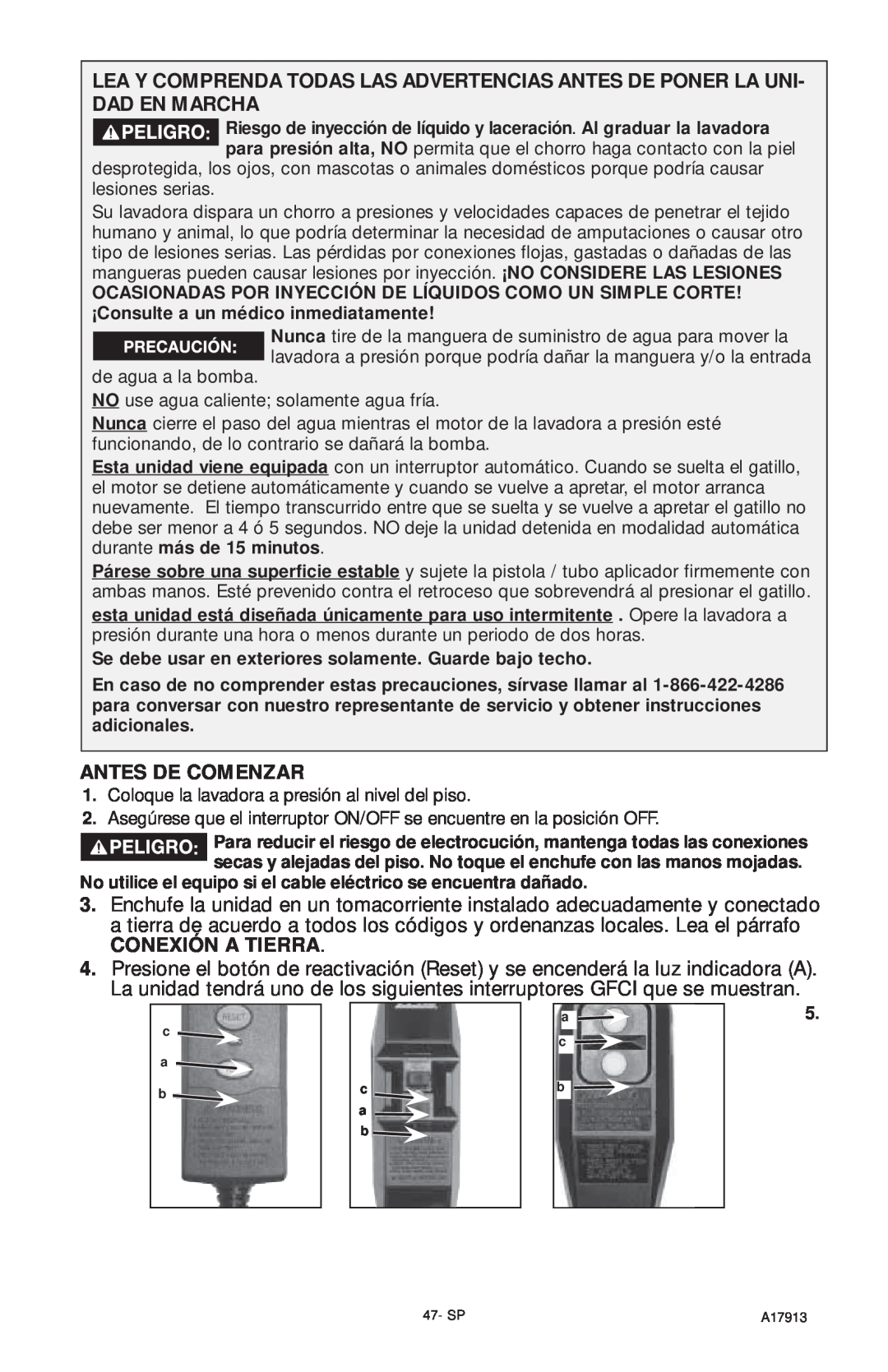 DeVillbiss Air Power Company A17913, VR1600E important safety instructions Antes De Comenzar, Conexión A Tierra 
