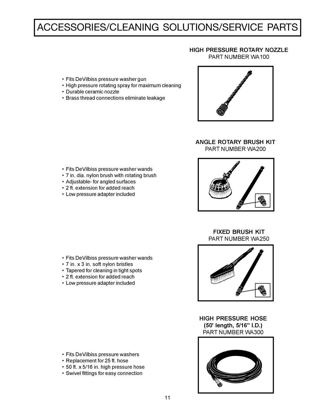 DeVillbiss Air Power Company MPG-1420-A, WG1420 High Pressure Rotary Nozzle, Angle Rotary Brush KIT, Fixed Brush KIT 