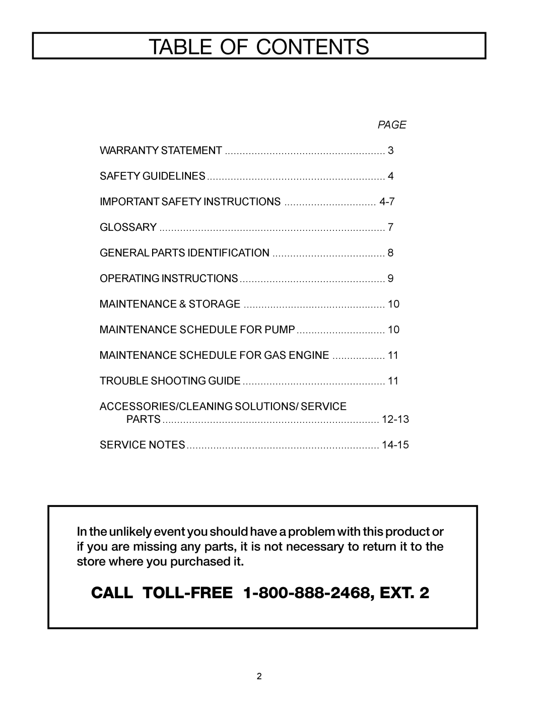 DeVillbiss Air Power Company WG1420, MPG-1420-A owner manual Table of Contents 