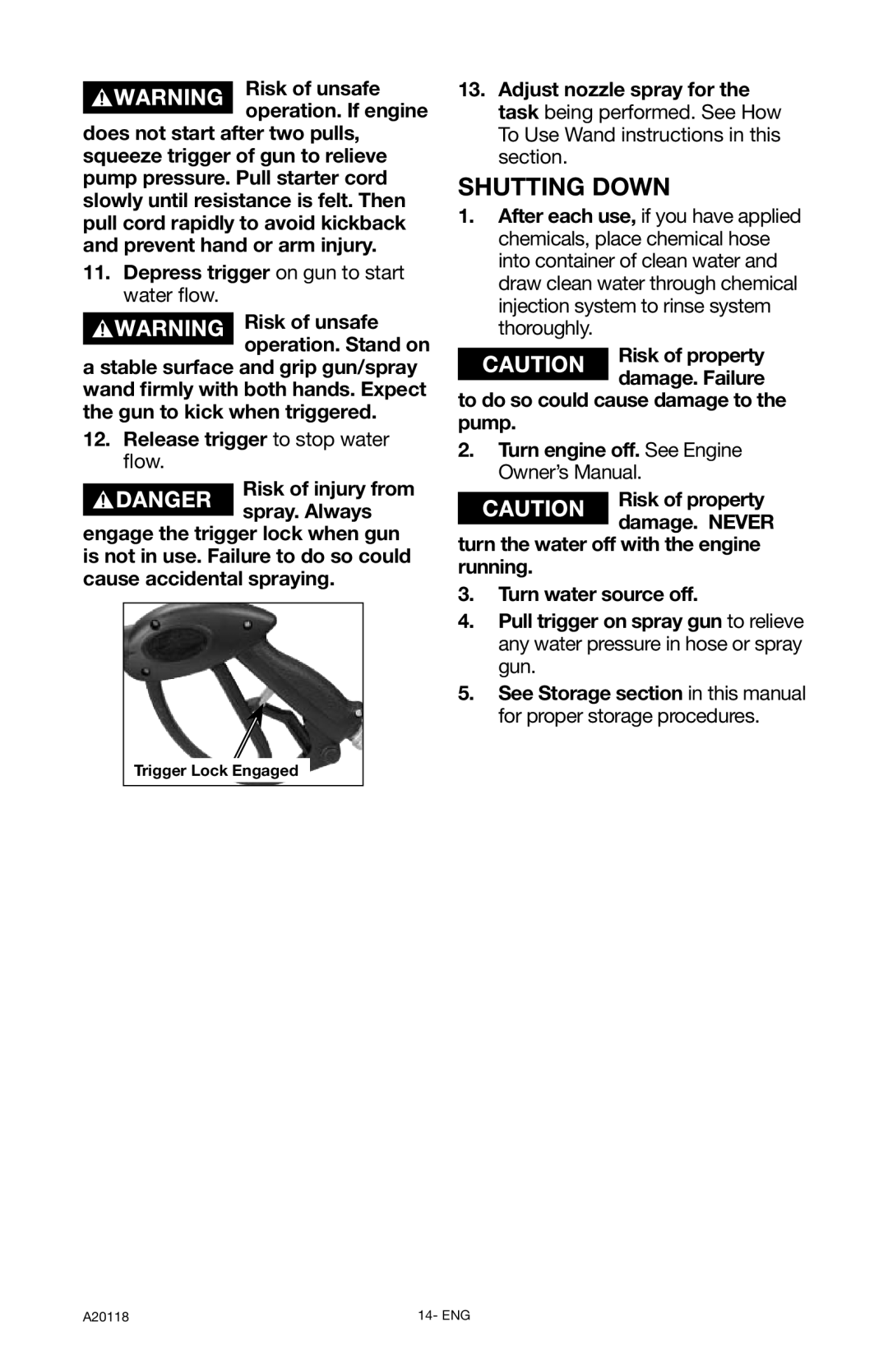 DeVillbiss Air Power Company XC2800, A20118 operation manual Shutting Down 