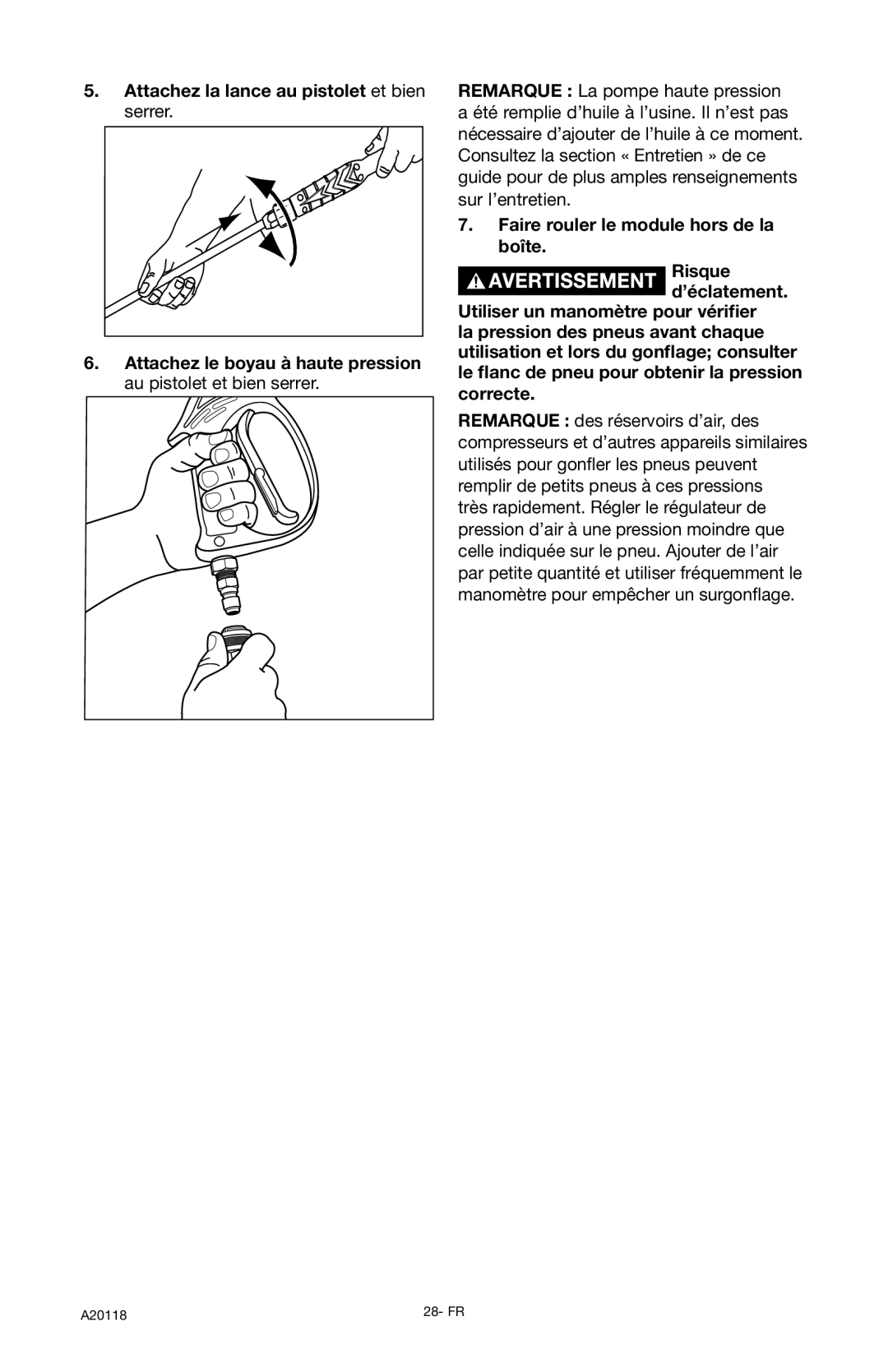 DeVillbiss Air Power Company XC2800 operation manual A20118 28- FR 