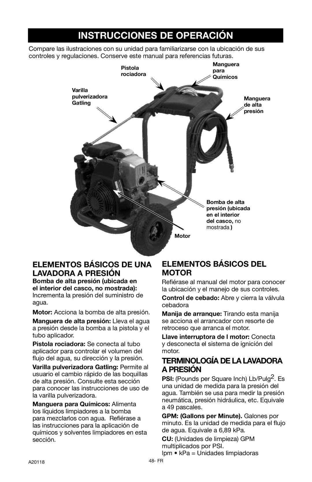 DeVillbiss Air Power Company XC2800, A20118 Instrucciones DE Operación, Elementos Básicos DE UNA Lavadora a Presión 